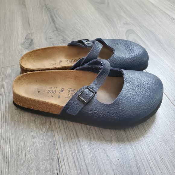 Birki's Shoes Womens Size 36 230 Navy Blue Mary Jane Clogs Comfort Germany - Picture 1 of 10